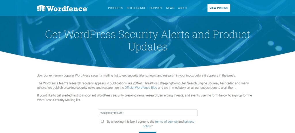 Wordfence provides real time security alerts and updates so you can keep on top of all security threats to your WordPress site.